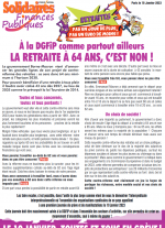 À la DGFiP comme partout ailleurs LA RETRAITE À 64 ANS, C’EST NON !